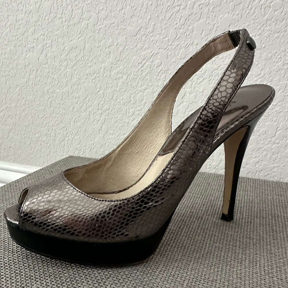 Elegant Michael Kors Metallic Snakeskin Slingback Heels
